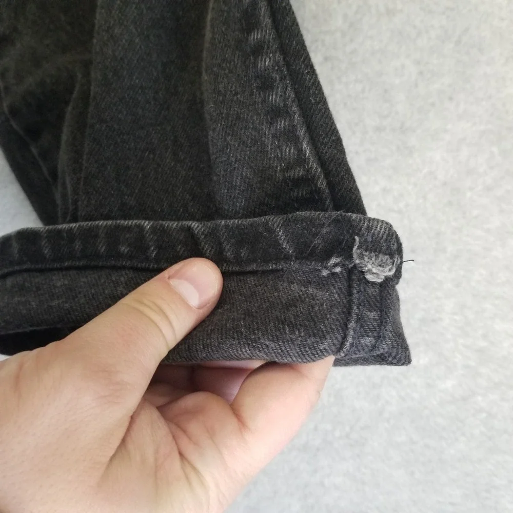 VTG Levi's 505‎ Jeans Mens 38x30 Fits 34x26 Black Orange Tab Hemmed Made in USA